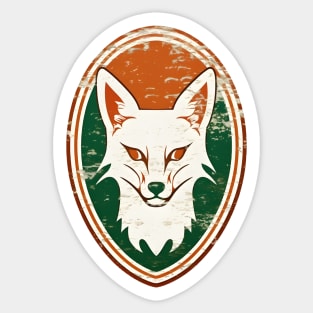 Fox head on a vintage distressed oval crest Sticker